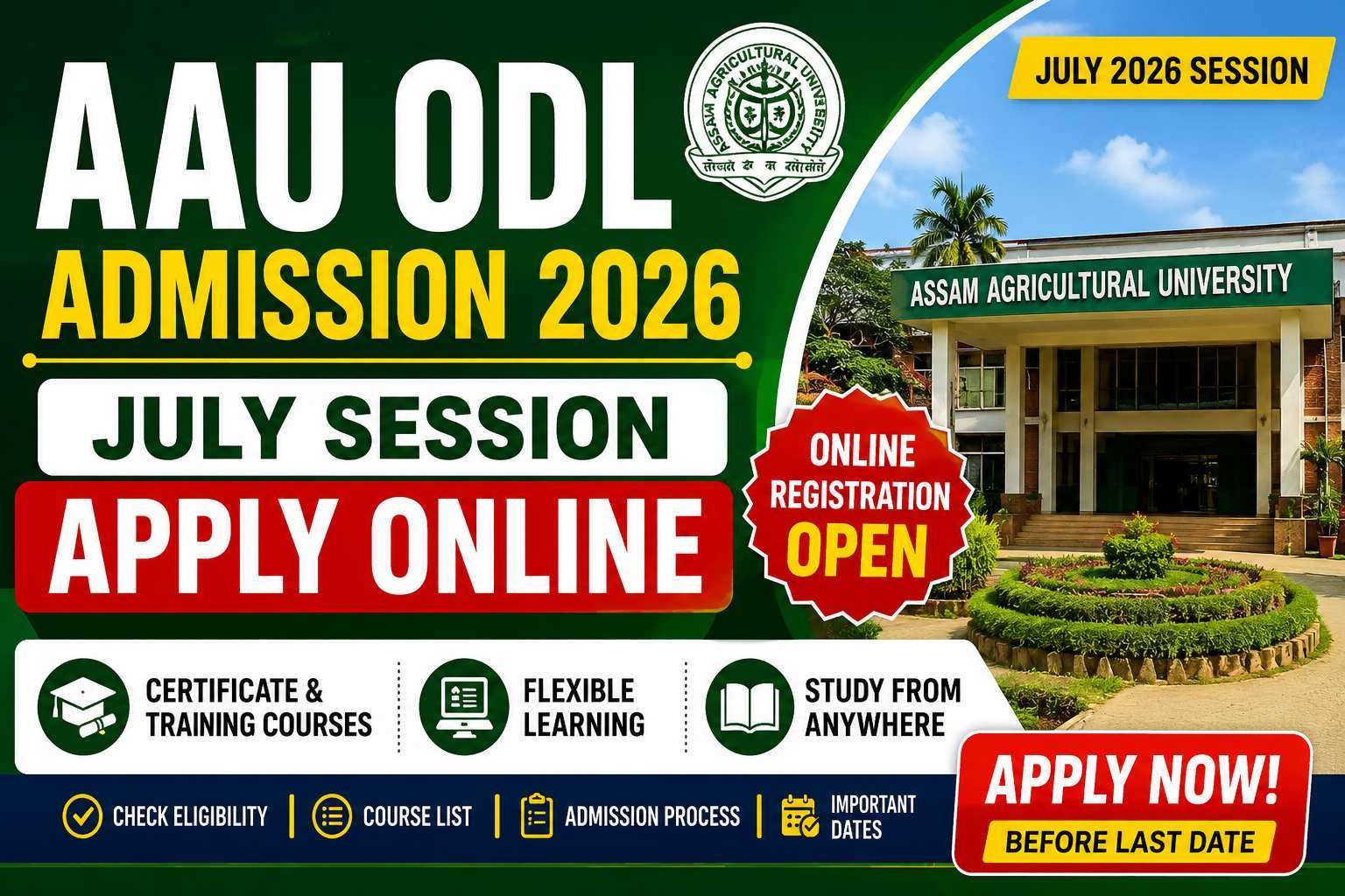 AAU ODL Admission 2026: Five Skill Courses Open for Farmers, Youth and Working Professionals