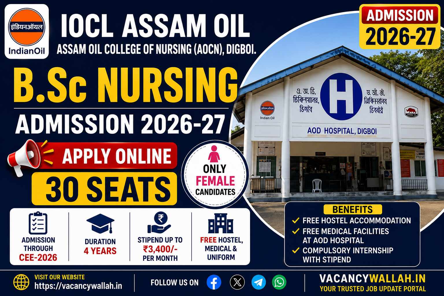 IOCL Assam B.Sc Nursing Admission 2026 Upcoming | Eligibility, Seats & Apply Guide