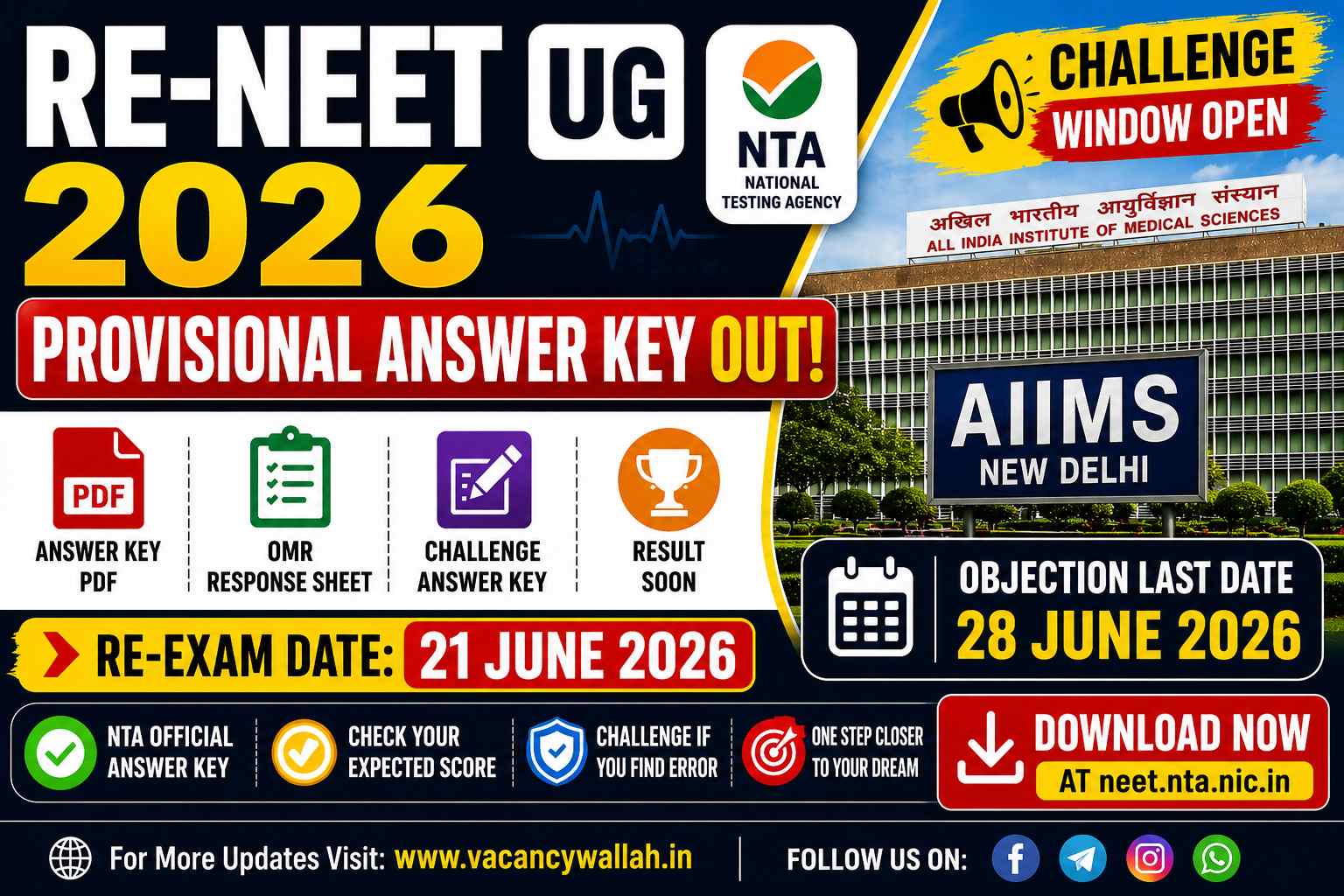 Re-NEET UG 2026 Provisional Answer Key Out: Download PDF, OMR Response Sheet & Challenge Answer Key Online
