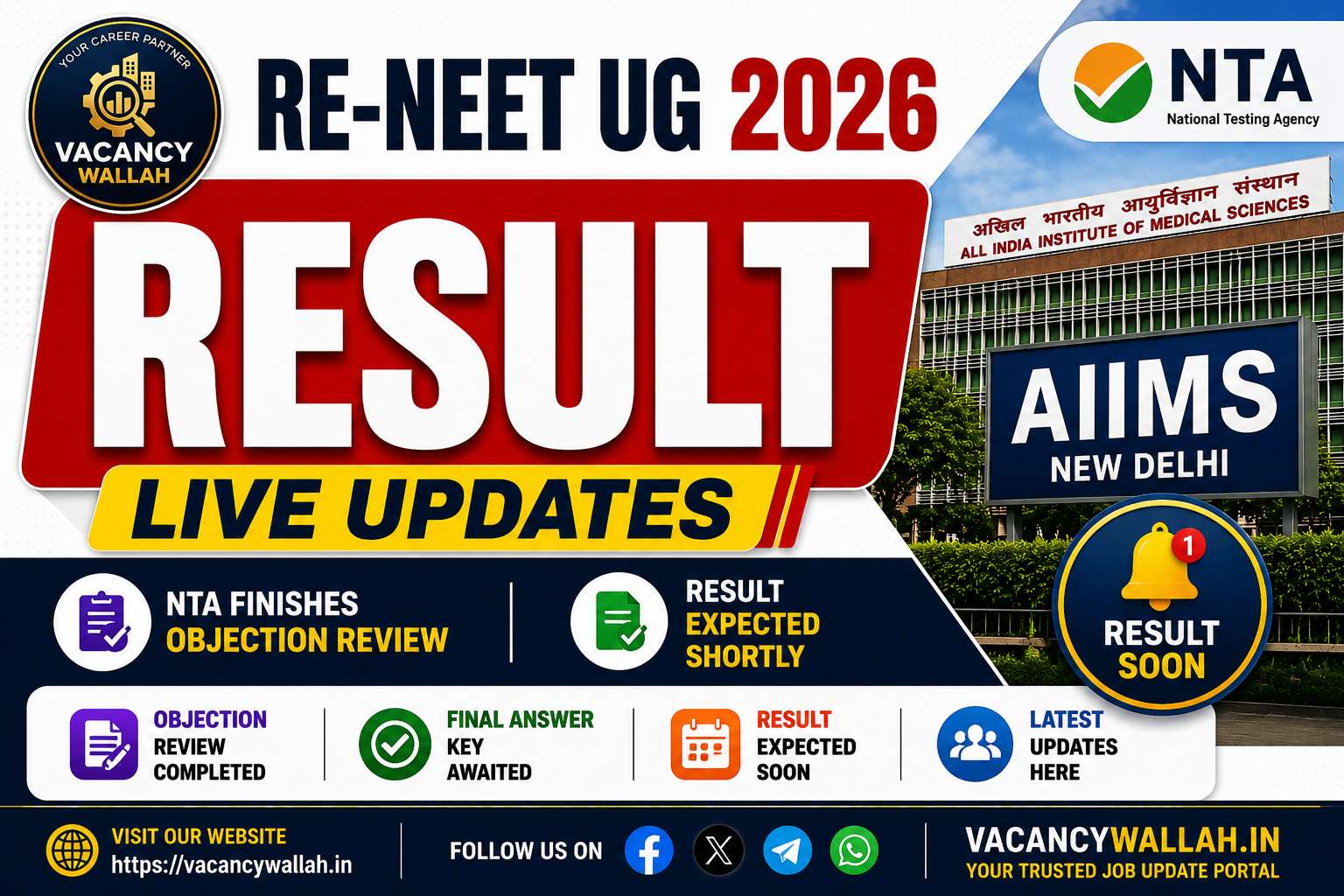 RE-NEET Result 2026 Declared: Check Your UG Scorecard, Rank, Cutoff & Counselling